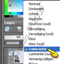 Aanklikken van Luminantie in lagenpallet